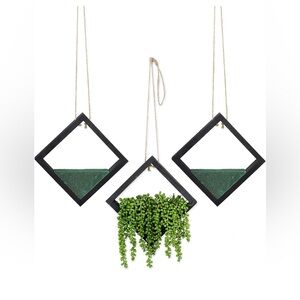 NIB Boho Diamond Hanging Planters Wall Decor Set of 3